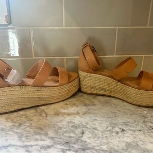 Women's Tan Espadrille Wedge Sandals